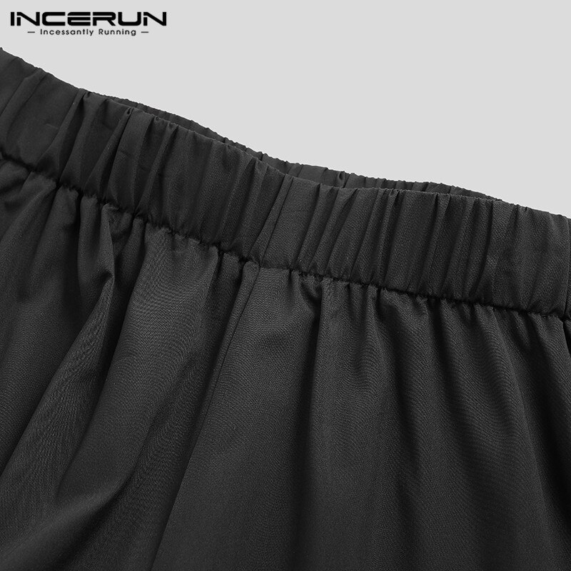 Incerun Mode Mannen Harembroek Elastische Taille Effen Kleur Joggers Losse Onregelmatige Rok Broek Streetwear Dans Broek Mannen