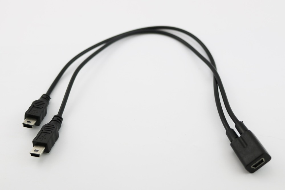 1 pcs Mini USB 2.0 Female Naar Dual 2x Mannelijke Splitter Y Extension Charger Adapter Kabel Snoer 30 cm