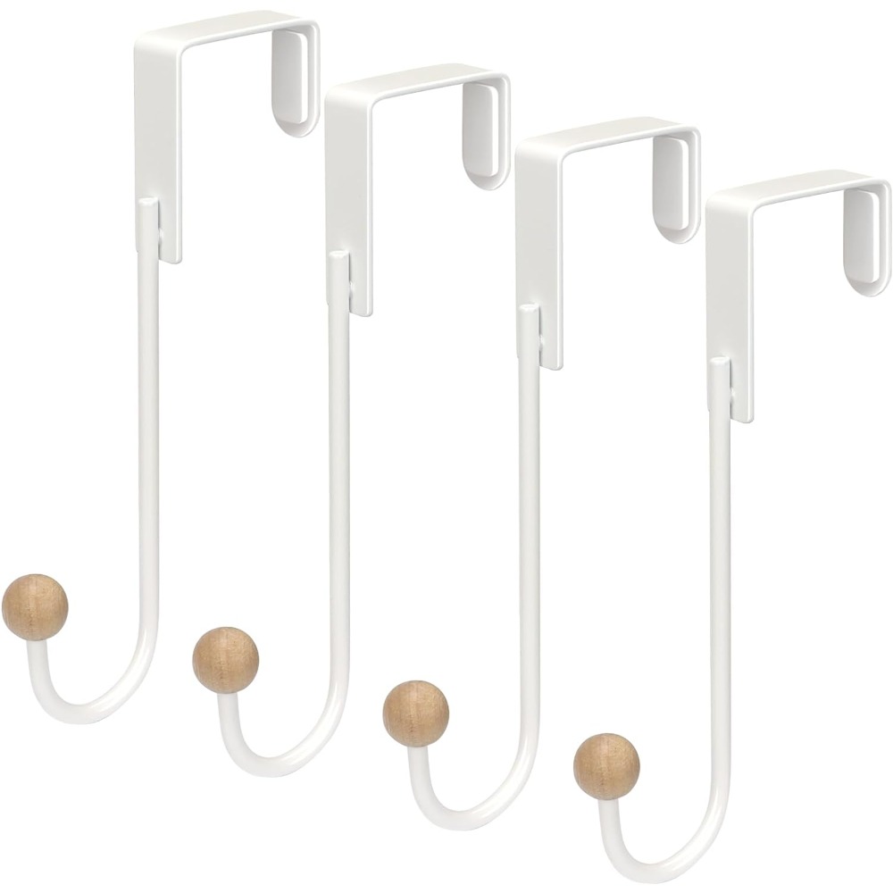 Crochets de porte au-dessus de la porte, paquet de 4, crochets de suspension de porte, crochet robuste, porte-manteau, salle de bains, cuisine, support de rangement d'organisation à domicile