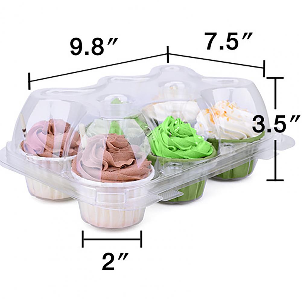 6 Gat/12 Gat Wegwerp Transparante Cupcake Container Milieuvriendelijke Goede Afdichting Prestaties Pet Cupcake Houder Opbergdoos