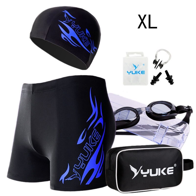 Yuke 5 Pcs Zwembril Badmuts Ademende Oordopjes Zwembroek Men's Glazen Water Sport Apparatuur