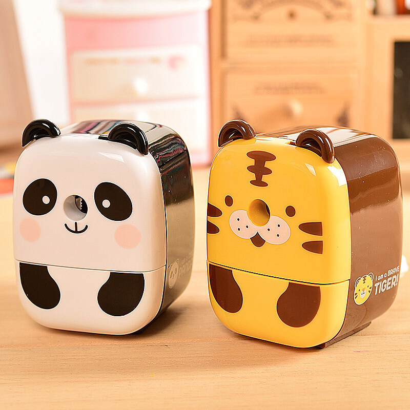 Kawaii Panda Tiger Pencil Sharpener Manual Hand Crank Pencil Cutter Sharpener Kids Korean Stationery School Office Supplies