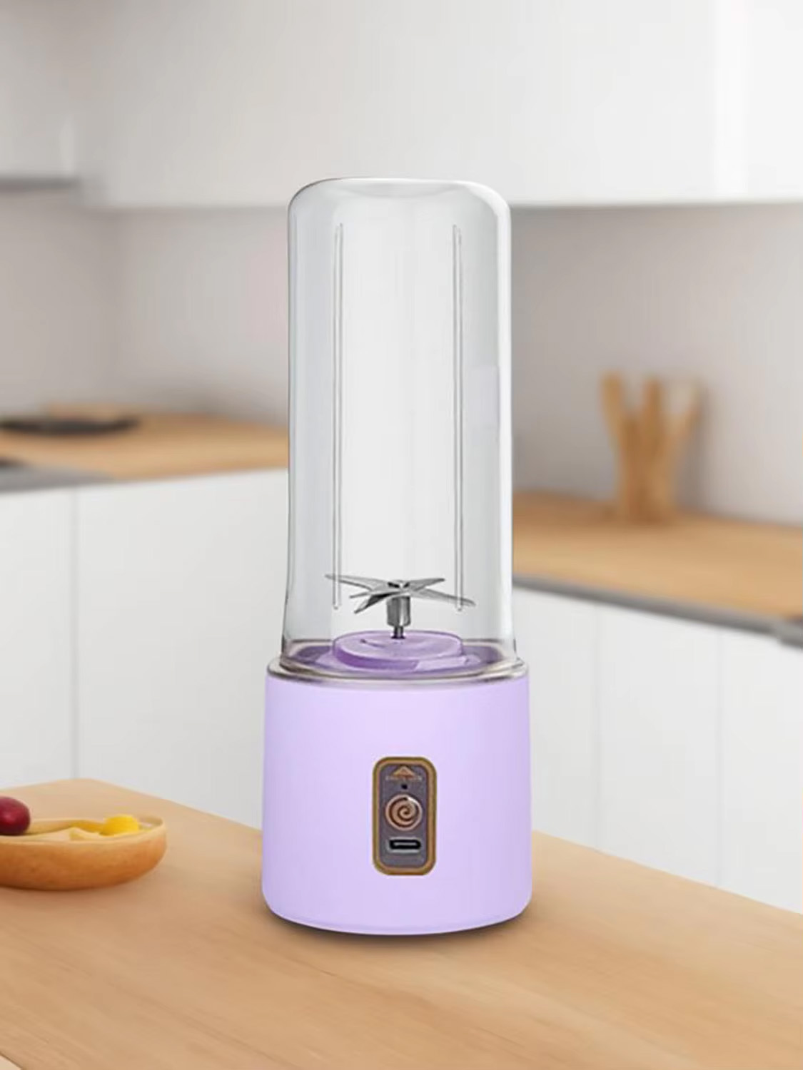 1PC 450ML Tragbare Fruchtsaft Mixer Sommer Elektrische Mini Flasche Hause USB 6 Klingen Entsafter Tasse Maschine: Lila