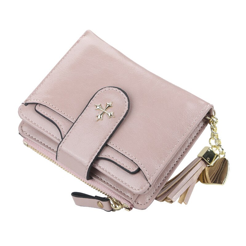 Kvinder tegnebøger pu læder kortholder kort desigh kvindelige pung møntholder kvinder punge: Lys lilla