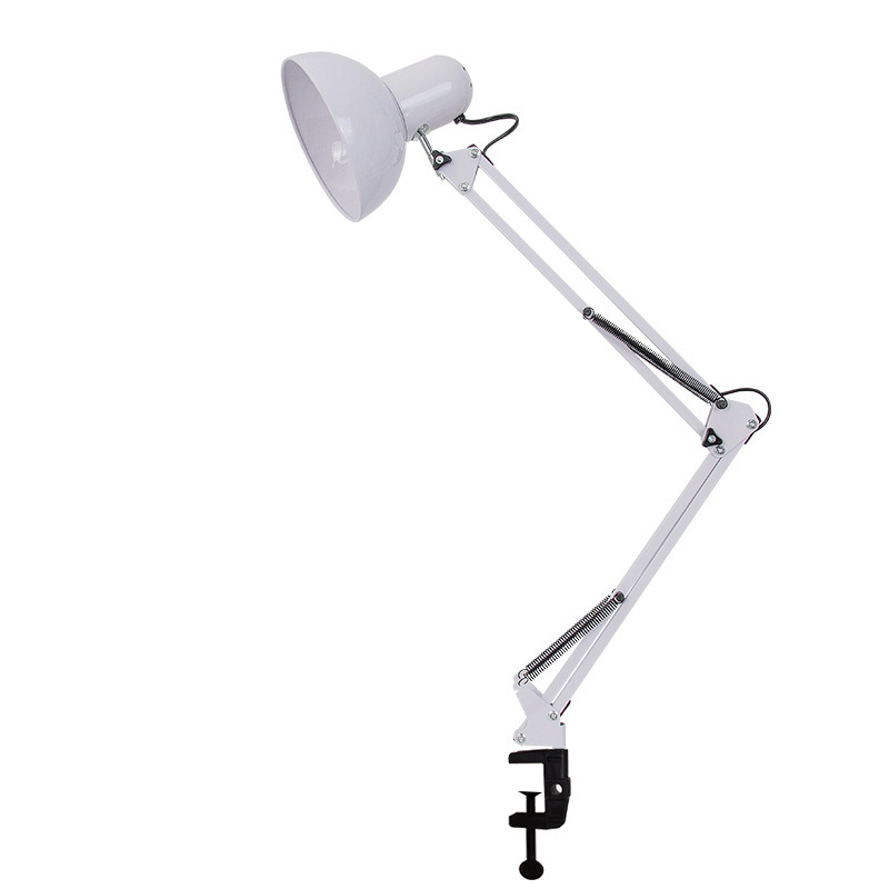 Meervoudig verstelbare bureaulamp met metalen klem aan/uit-schakelaar, gedeeltelijk verstelbare zwenkarm, leeslamp voor thuis, kantoordecoratie: Rood / WIT