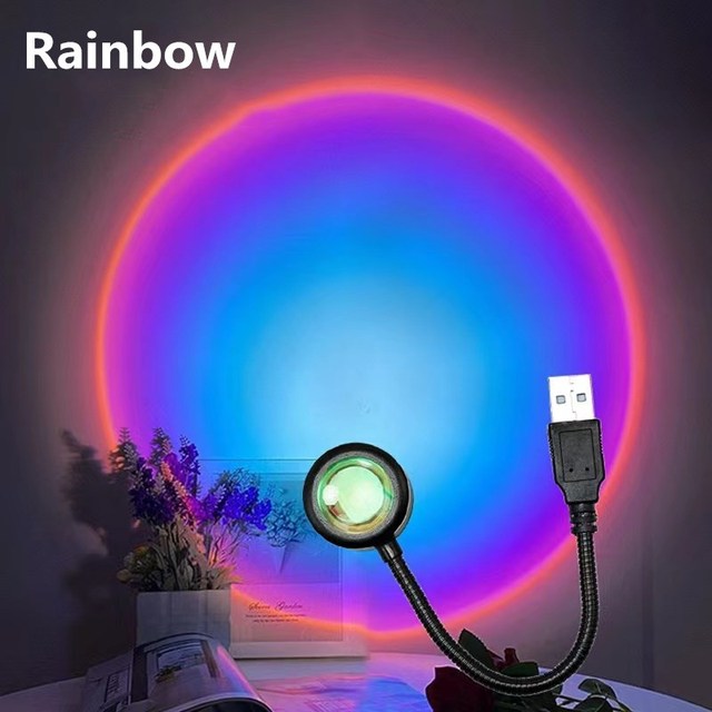 USB Sunset Light Telefono cellulare Autofotografia Luce LED Arcobaleno Neon Luce notturna Proiettore Fotografia Parete Atmosfera Luce: WHITE