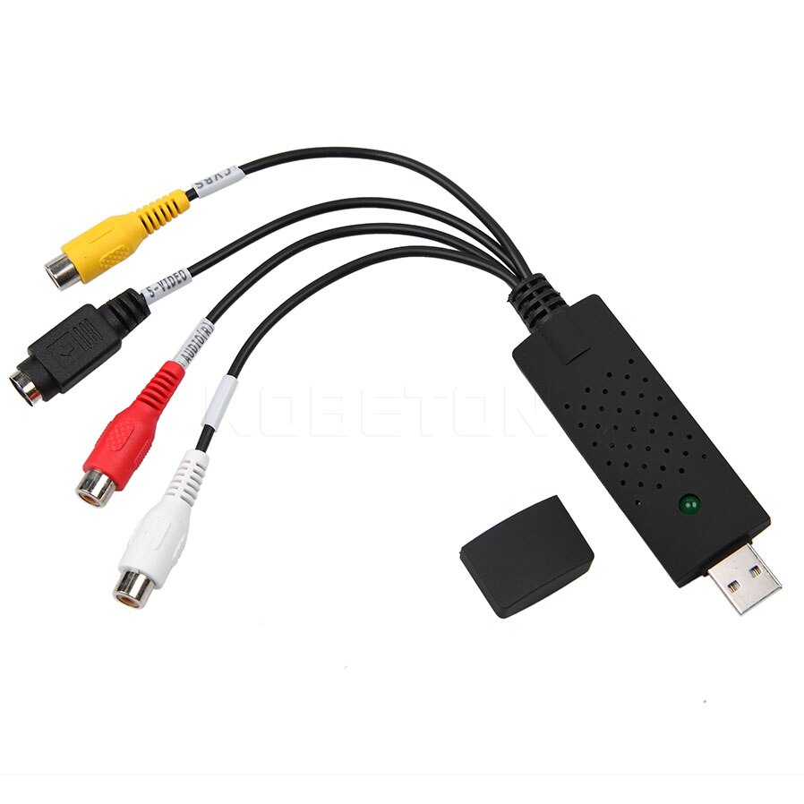 Kebidumei usb 2.0 to rca kabel adapter konverter audio video capture kort adapter pc kabler til tv dvd vhs capture device 630: Sort