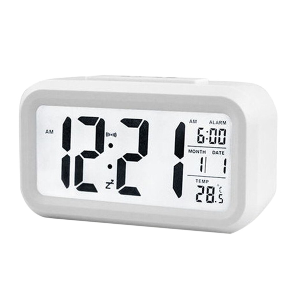 Wekker Groot Display Met Kalender Voor Home Office Tafel Klok Snooze Elektronische Kids Klok Led Desktop Digitale Klokken: white