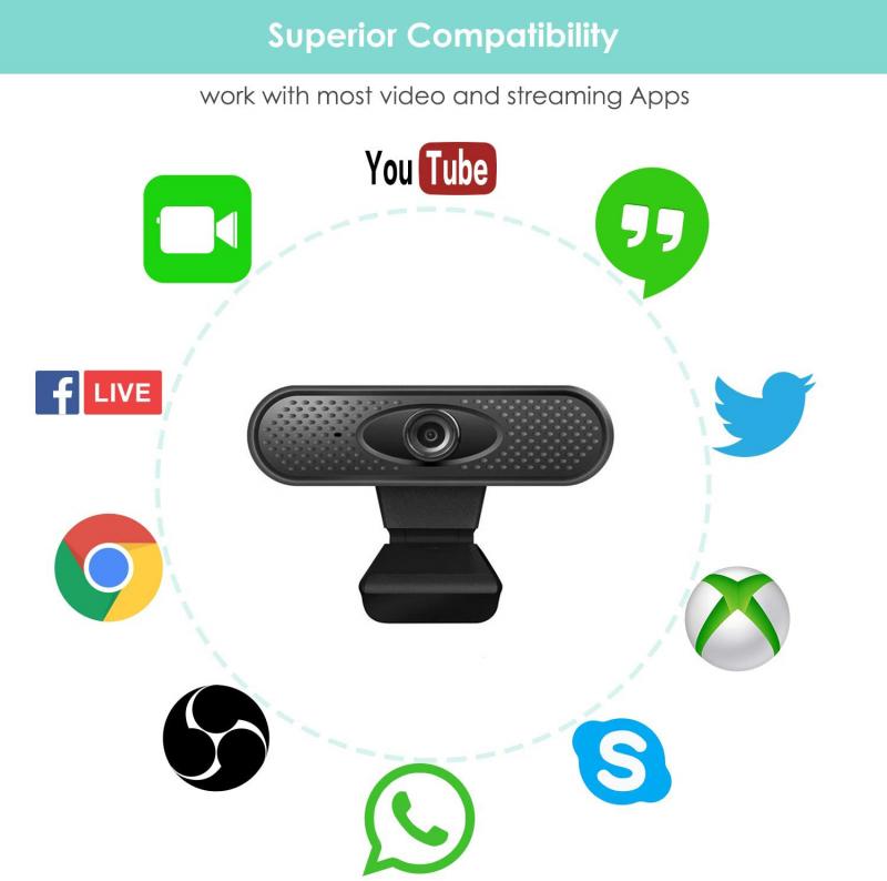 Webcam Full HD 1080P, 1080P, avec Microphone, pour ordinateur portable et de bureau, USB, avec Correction de la lumière