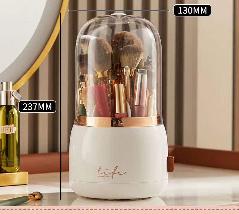 360 ° Rotierender Make-up-Pinselhalter mit Deckel, luxuriöser Kosmetik-Organizer, Lippenstift, Augenbrauenstifthalter, Lidschatten-Aufbewahrungsbox