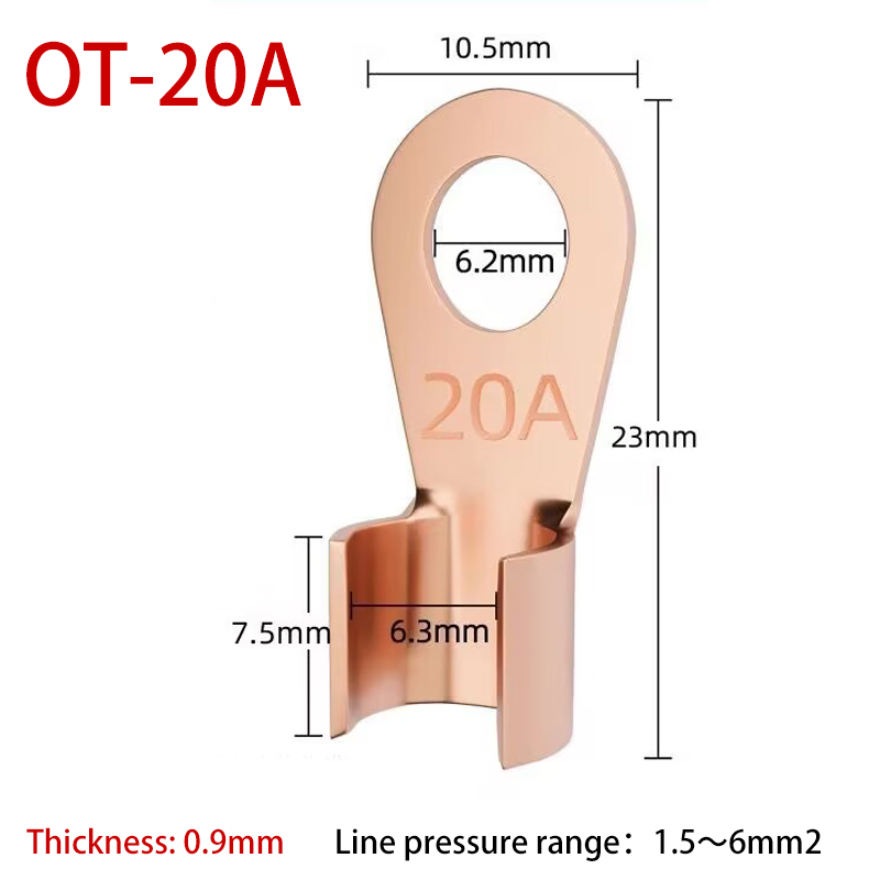 Terminal OT de cobre, conector de Cable no aislado, terminales de Cable eléctrico desnudo, Terminal de engarzado de anillo de batería, 10/50 Uds., 10-400A: Cian / 2P