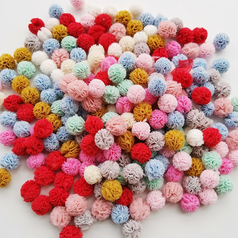 100 Stks/partij 15Mm 10 Kleuren Mesh Bloem Bal Voor Naaien Op Sjaal Schoenen Hoeden Bont Diy Ambachten Haar Clip accessoires