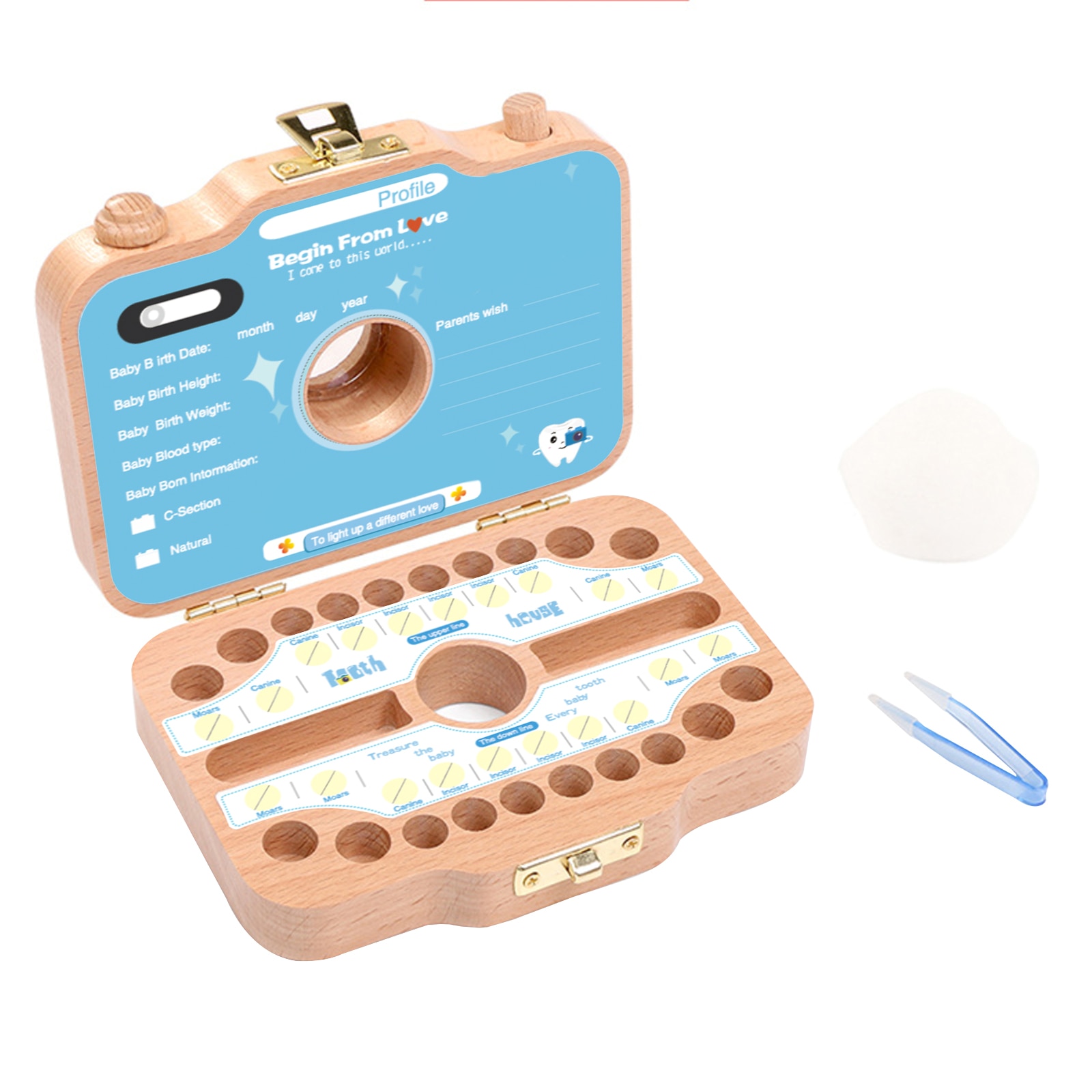 Teeth Box Camera Baby Teeth Box Wooden Children Saver Tooth Non-Toxic Environmental Friendly Fairy Box Keepsake For Boys Girls