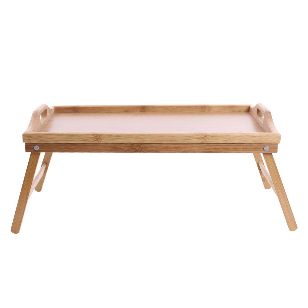 Foldable Bamboo Wood Bed Tray Breakfast In Bed Laptop Desk Simple Dining Table For Sofa Bed Table Picnic With Handle