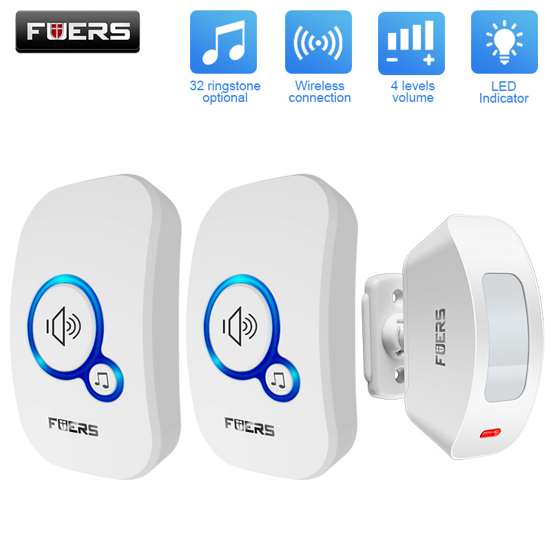 FUERS Drahtloser Türsensor, Alarm, Türklingeln, Glockenspiel, Heimsicherheit, Bewegungsmelder, Besucheralarm, Willkommensglockenspiel, Einbruchalarmsystem: Lavendel / uns-Stecker
