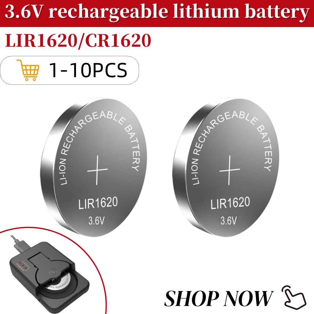 1-10PCS LIR1620 1620 3.6V batteria ricaricabile che carica 1620 può sostituire le batterie a bottone CR1620