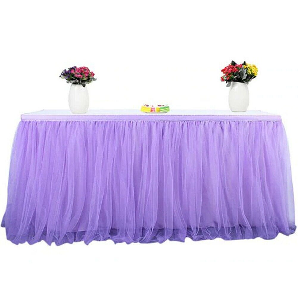 Multi colores tabla falda tutú tul mantel boda Mesa Decoración: Púrpura