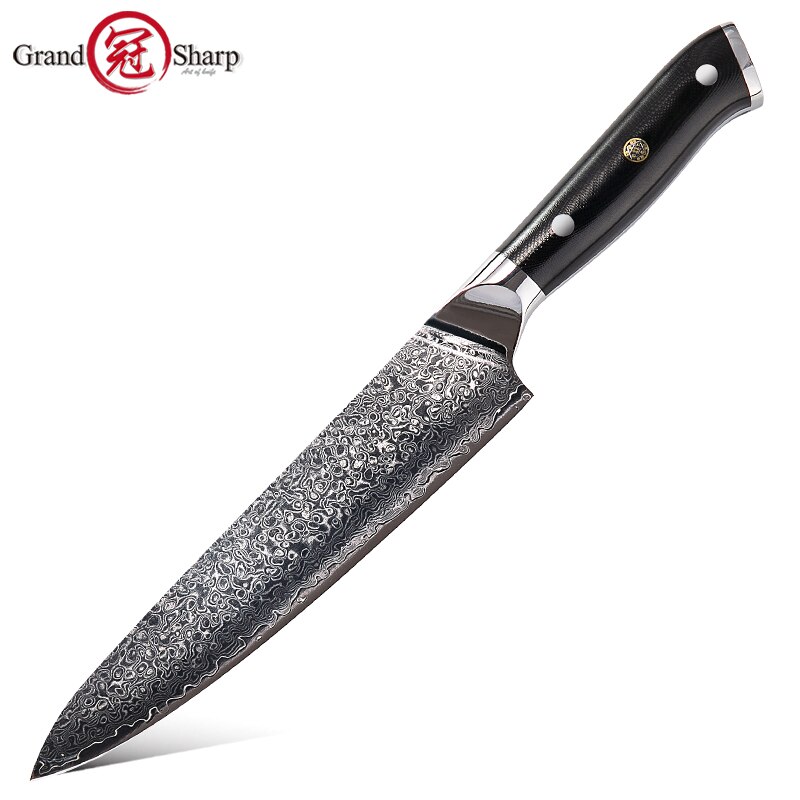 Grandsharp Damascus Knife Set 67 Layers vg10 Japanese Damascus Steel Chef Cleaver Boning Kiritsuke Santoku Kitchen Knives: 8 inch chef knife