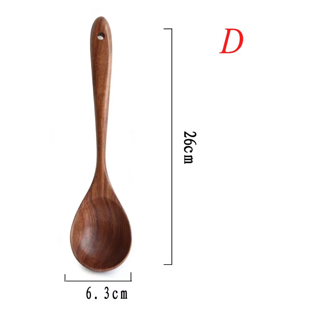 Big Wooden Rice Long Handle Spoon Soup Cooking Spoon Teak Wood Spoon Colander Ladle Skimmer Scoop Kitchen Utensils: D