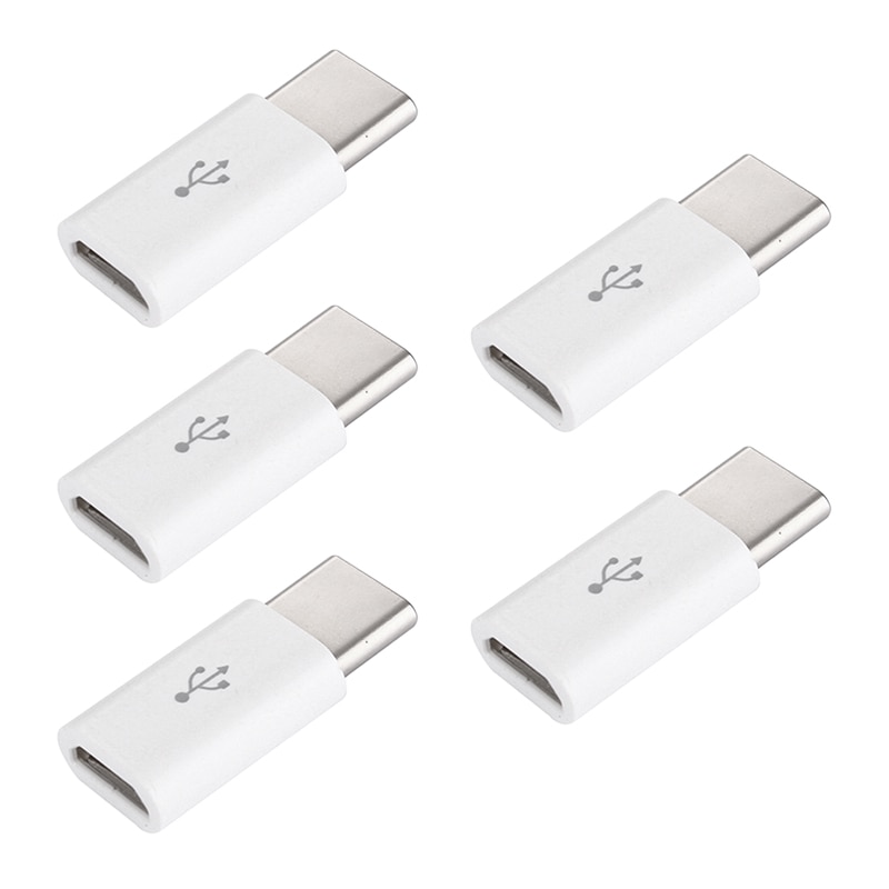 2 Colors 5 PCS Mobile Phone Adapter Micro USB To Type-C Adapter USB 3.1 Data Charging Adapter Connector For Huawei XiaomiSamsung