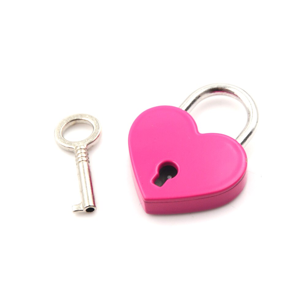 Mini Padlock Love Heart Shape Padlock Tiny Luggage Bag Case Lock With Keys Zinc Alloy Suitcase Locker Hardware Set: rose red
