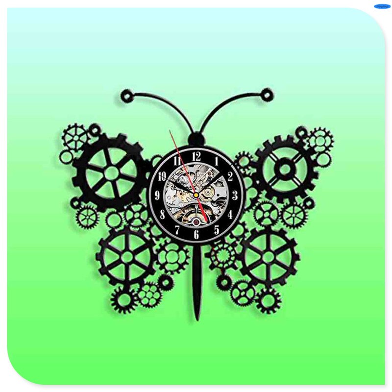 Steampunk klok uil monteur tandwielen vinyl wandklok retro gotische vintage decoratie: 14