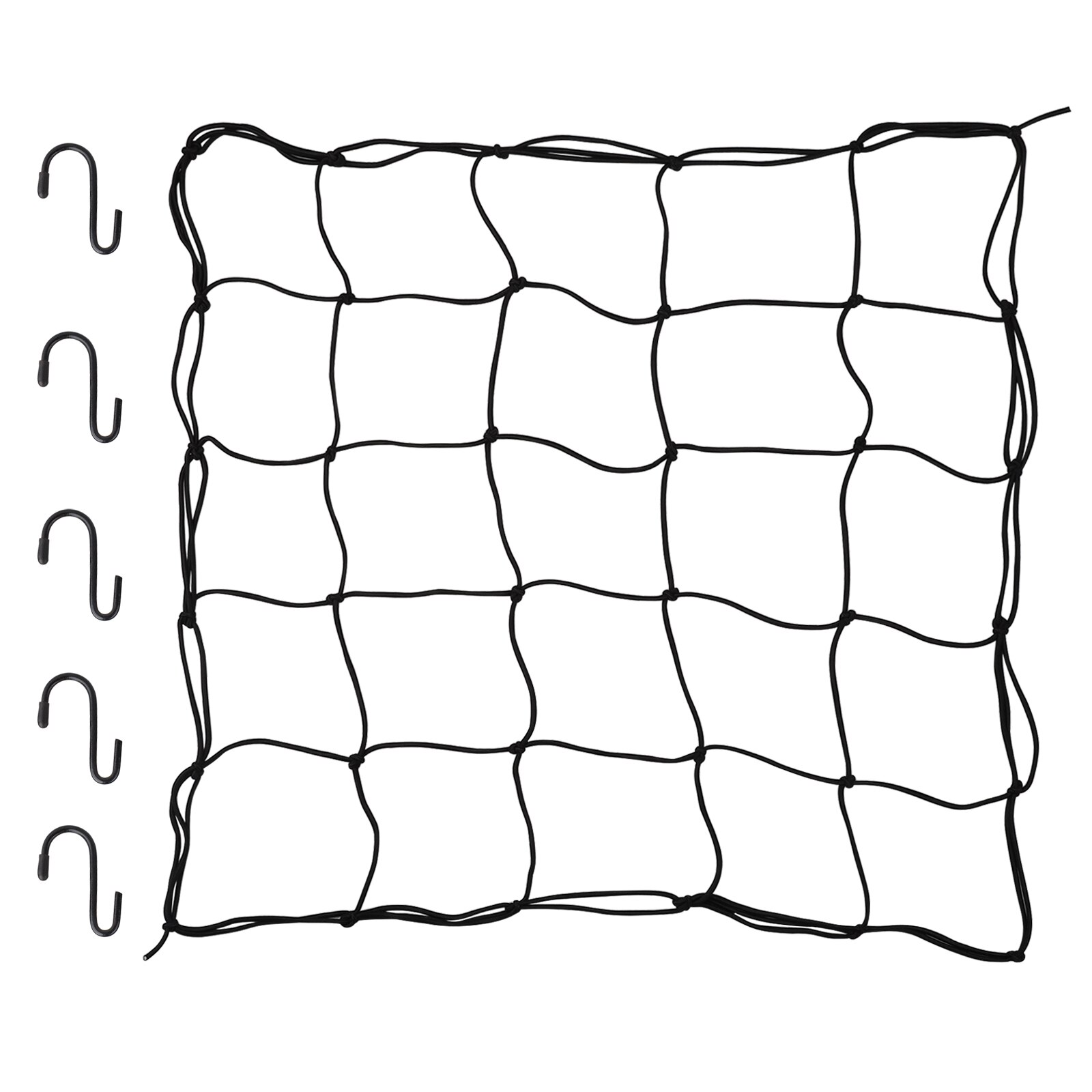 Cultiver des tentes filets de croissance des plantes 1 pièces durables 15x15cm avec 4 crochets outils de jardin multifonction Nylon noir extensible treillis filet: Black 90 x 90cm