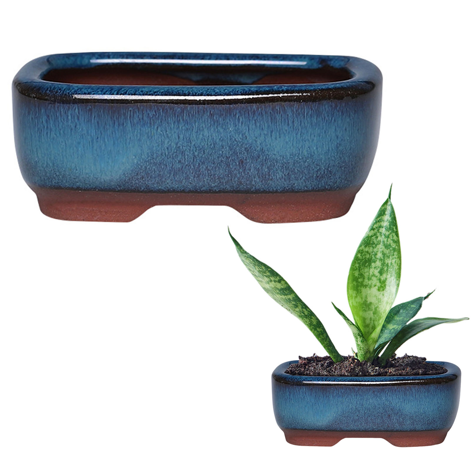 Vasos de flores de cerâmica com furo de drenagem design de ventilação retangular fácil de sobreviver para varanda sala de estar quarto: YELLOW