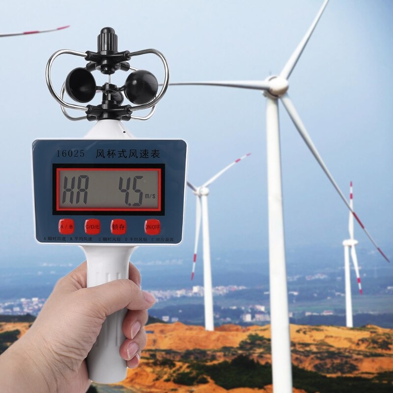 Digital Cup Style Anemometer Wind Speed Gauge Average Instantaneous Wind Speed