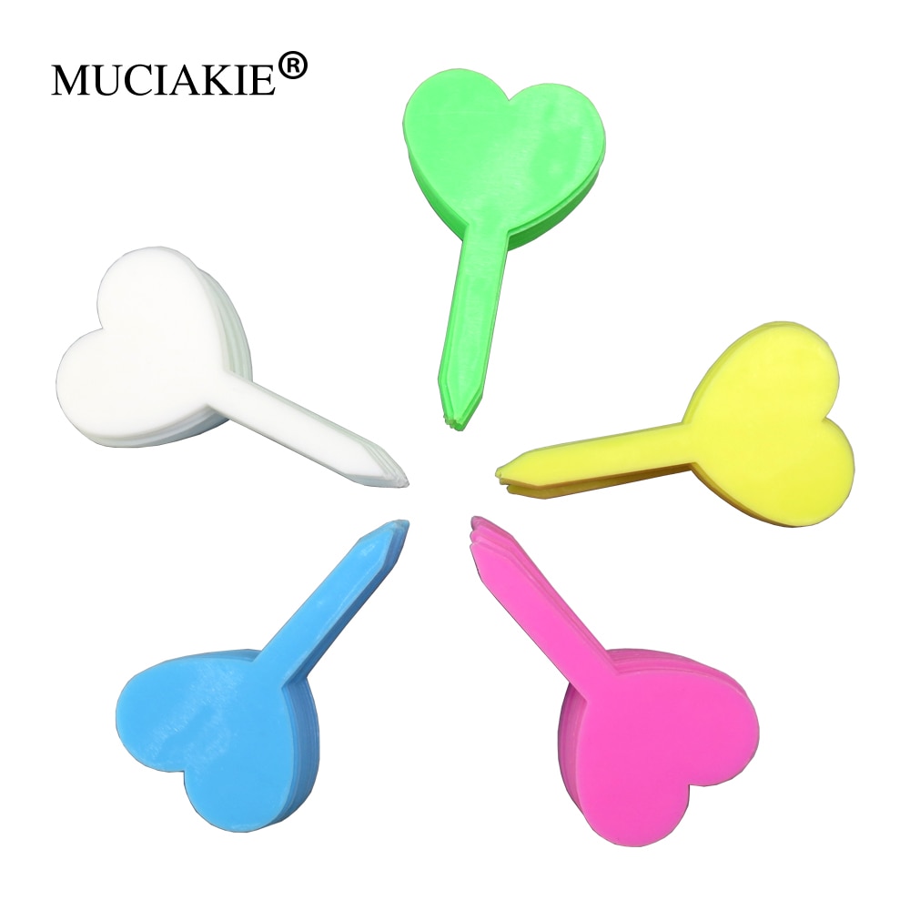 MUCIAKIE 50PCS Gardening Plant Heart Shape Waterproof Thick Tags Reusable Flower Label Markers Tools Garden Seedling Tray Mark