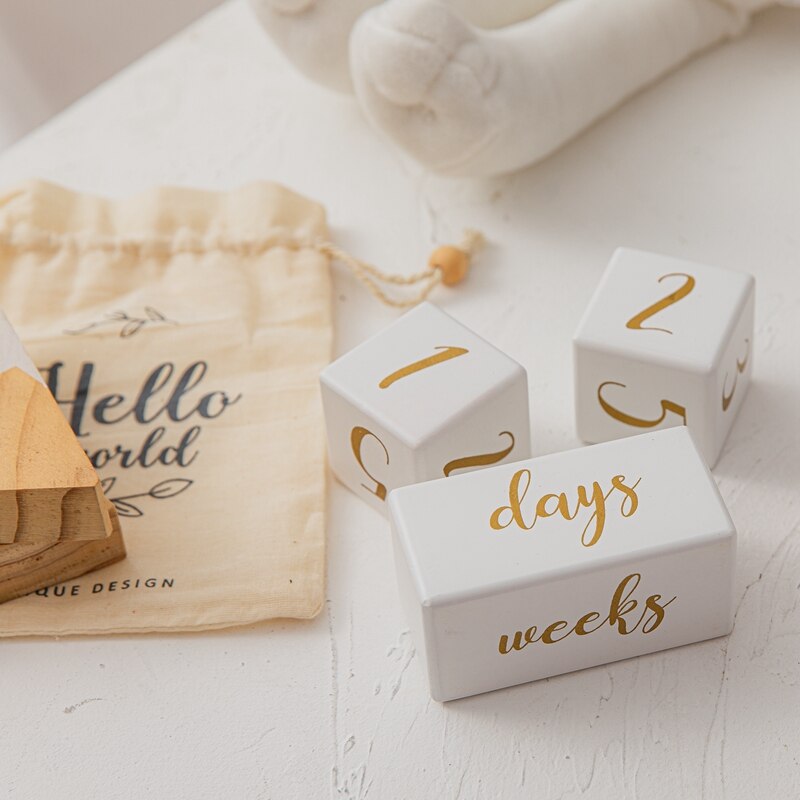 1set Baby Milestone Wooden Block Baby Photography Milestone Memorial Monthly Newborn Commemorative Card Number Photo Accessories