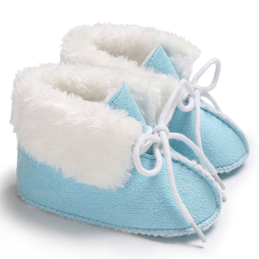 Baby Meisje Jongen Zachte Booties Pure Kleur Bandage Snowboots Peuter Warme Schoenen