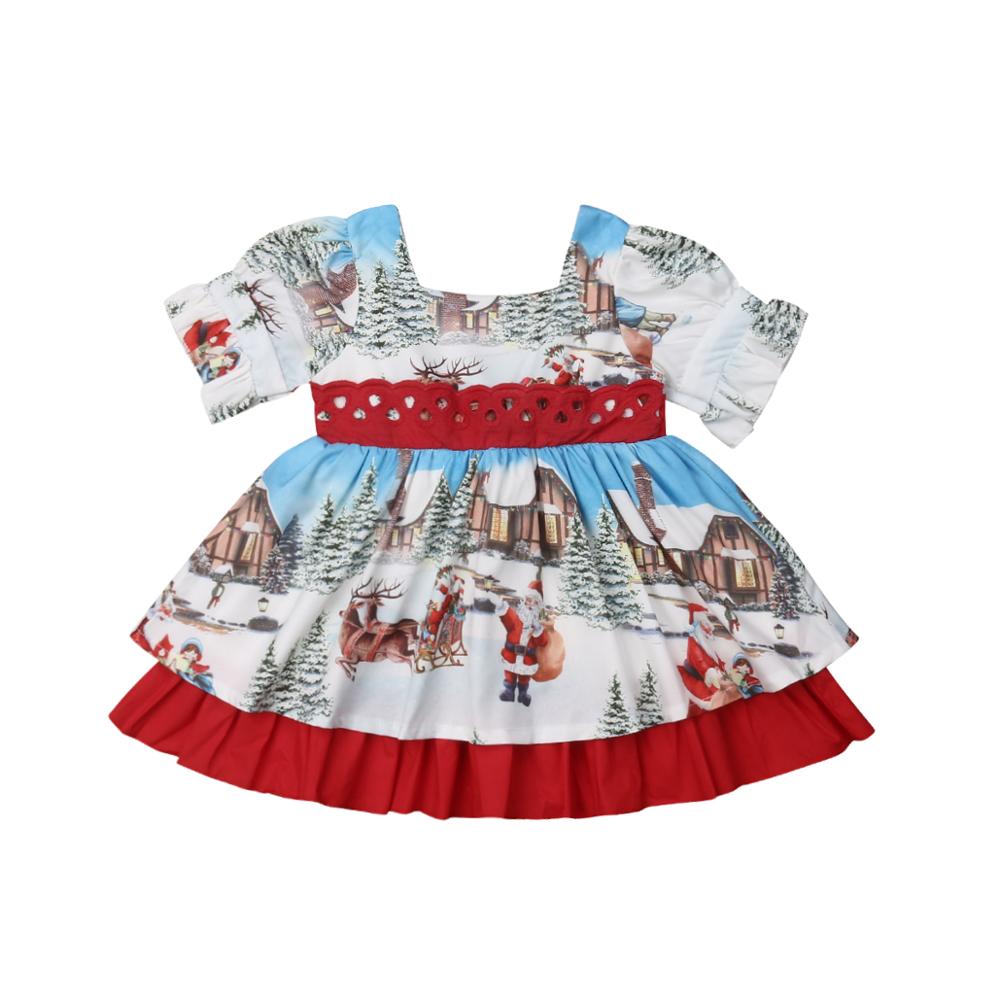 1-6t juleprinsesse kjole toddler piger tøj børn baby pige bowknot fest xmas kjole formel kjole kostume