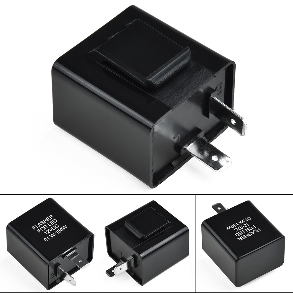 Blinking LED Flasher Relay 2-Pin Electronic Hyper PVC Plastic Black 12V