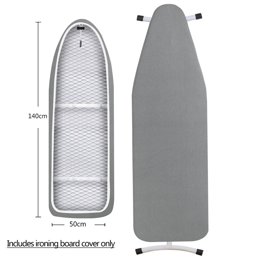 Ironing Board Cover Scorch Resistant, Cotton Cloth Ironing Cover with Padding Heat Reflective Heavy Duty Pad 140x50cm: 140x50-Grey