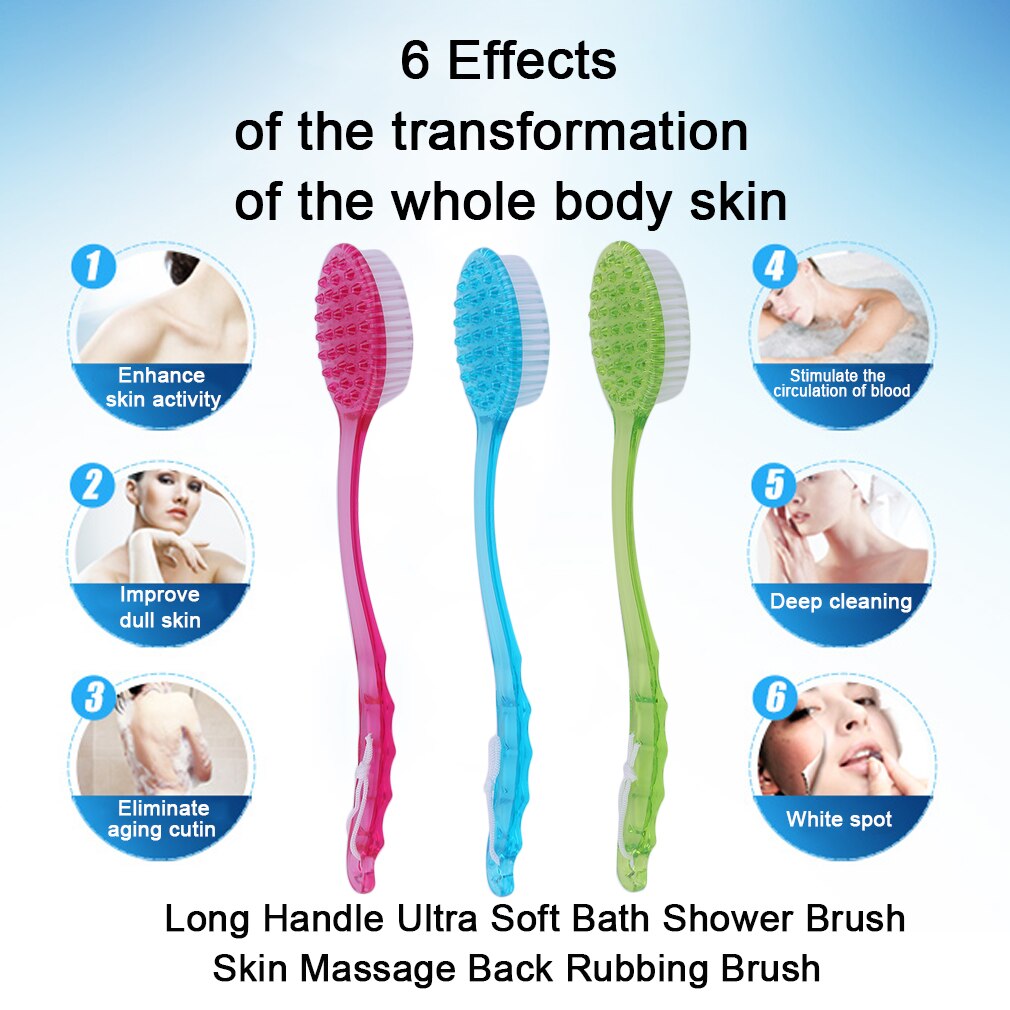Cepillo para ducha de baño con mango largo, cepillo para ducha de baño, masaje de piel, frotamiento de espalda, accesorios para el cuidado de la salud