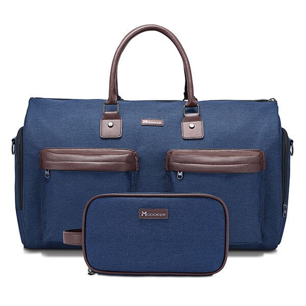 Plaggveske mann duffel bag ekstra stor for business dress bag reisepakke med sko lomme, sbs glidelås slitesterk med stropp blå: Default Title