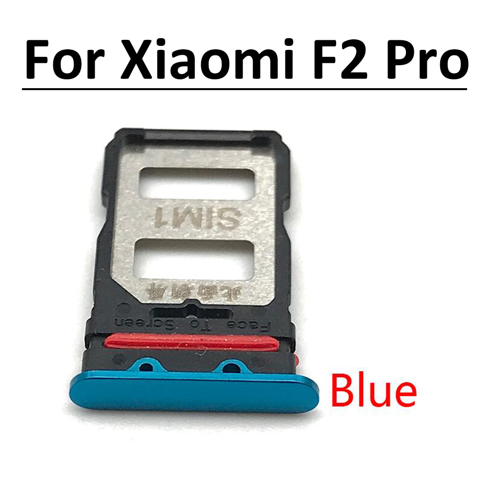 SIM Tray Holder For Xiaomi Poco X3 NFC M3 F3 F2 Pro Sim Card Tray Slot Holder Adapter Socket Repair Parts: F2 Pro Blue