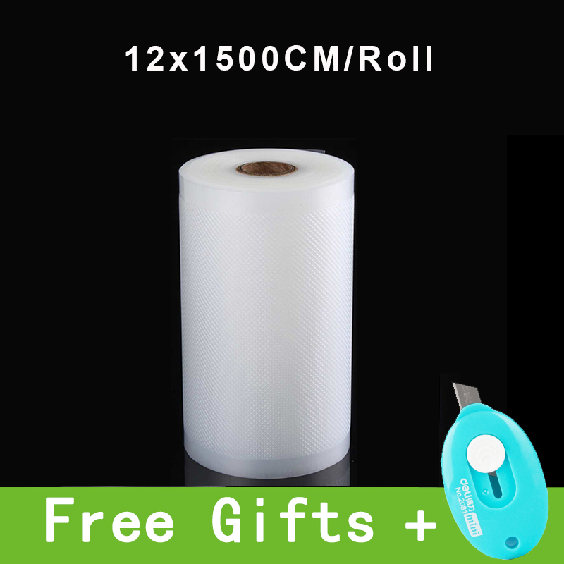 Sous vide rullpåsar för vakuumförpackningsmaskin förpackning matförvaring vakuumpåsar för vakuumförslutare längd  is 1500cm: 12cm x 1500cm