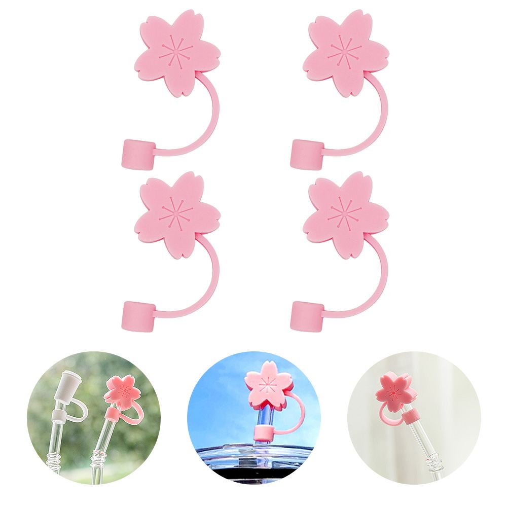 4Pcs Cherry Cloud Strawberry Silicone Straw Plug Reusable Drinking Dust Cap Glass Cup Accessories Plugs Tips Cover A50
