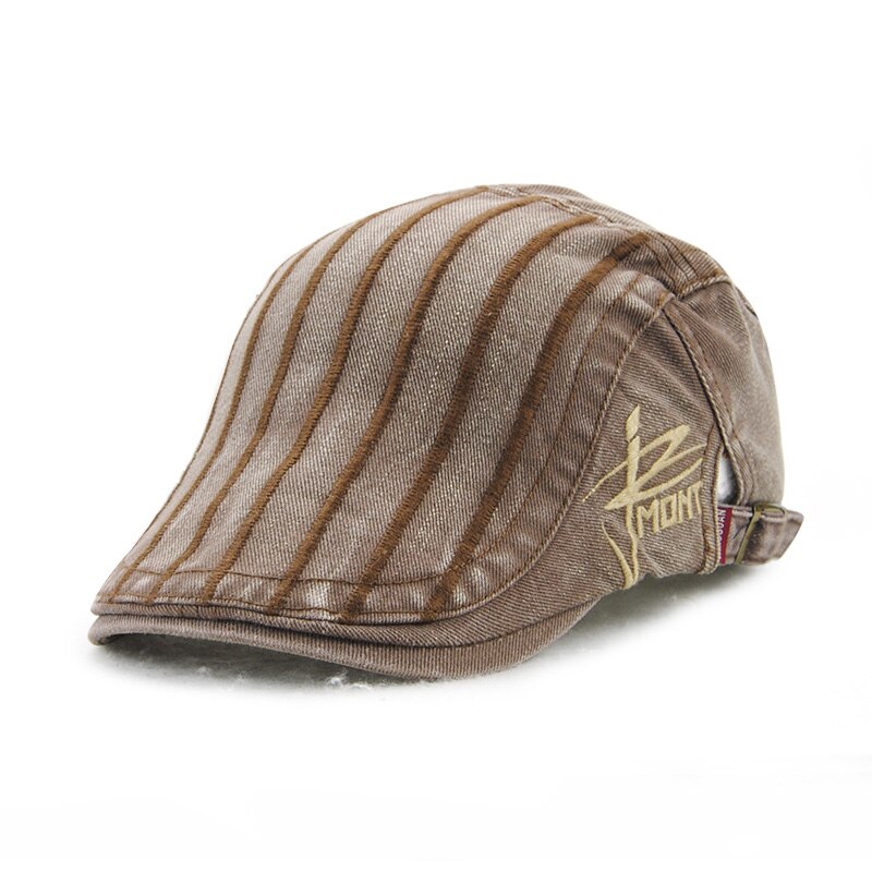 Weiblich männlich gestreiften französisch baskenmütze Hütte lässige Baskenmützen entenschnabel Hütte frauen männer schlicht zeitungsjunge knochen casquette flache erreichte Deckel gorras: Kaffee