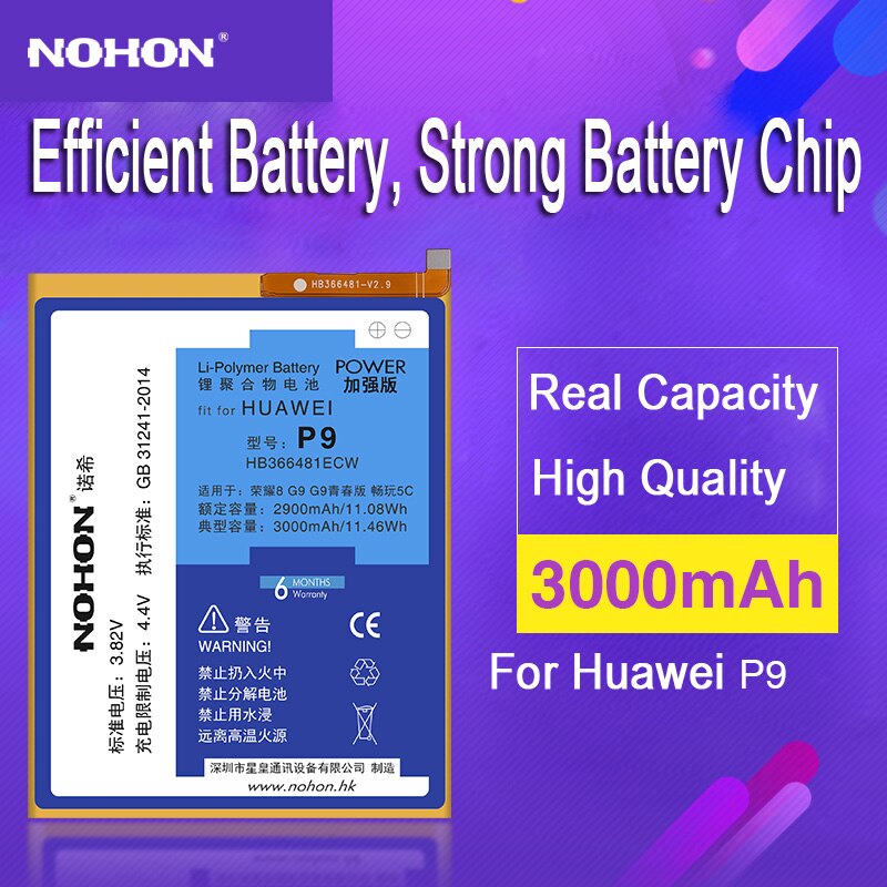Batería Original para Huawei P9 G9 P8 Lite P10 Honor 10 9 8 7X 7 6X 6 Plus 5X 4X V10 Play Nova 3 Mate 7 8 9 S, batería de reemplazo