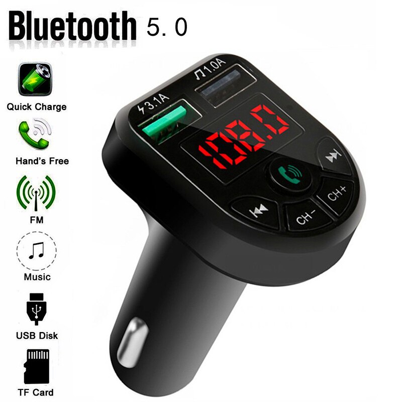 Auto Fm-zender Bluetooth Draadloze Muziekspeler Modulator Dual Usb Mobiele Telefoon Snel Opladen Handsfree Bellen Fm Zender