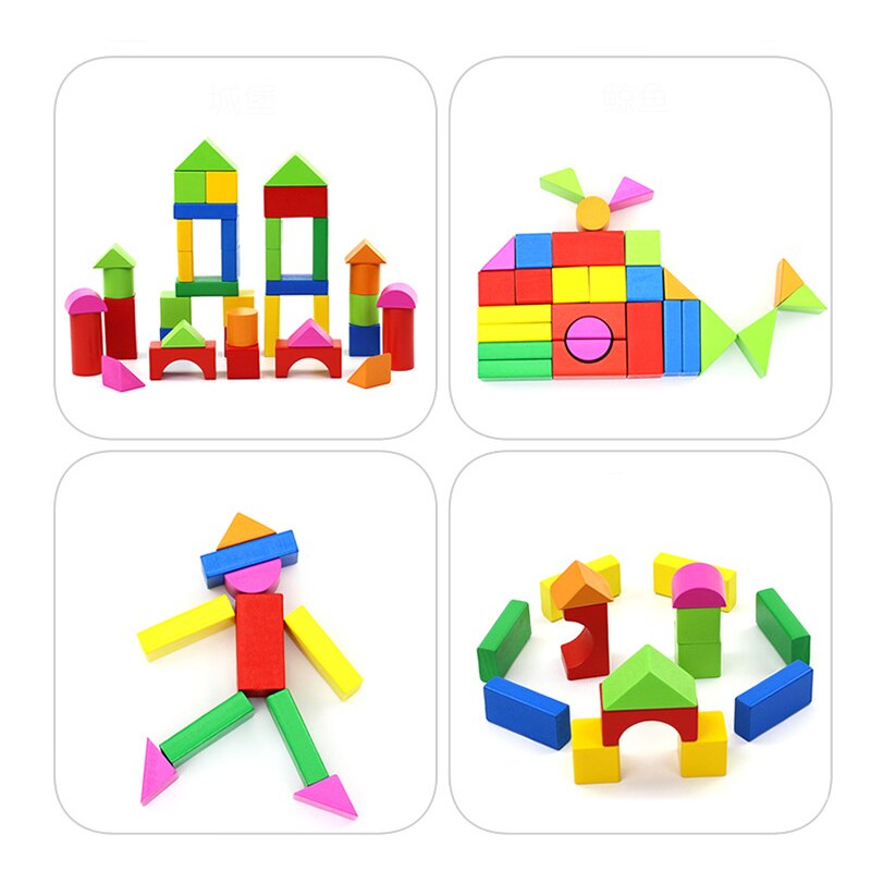 40/50pcs Digital Pattern Intellectual Building Blocks Shape Color Cognition Freely Build Early Learning Children's Blocks Toys