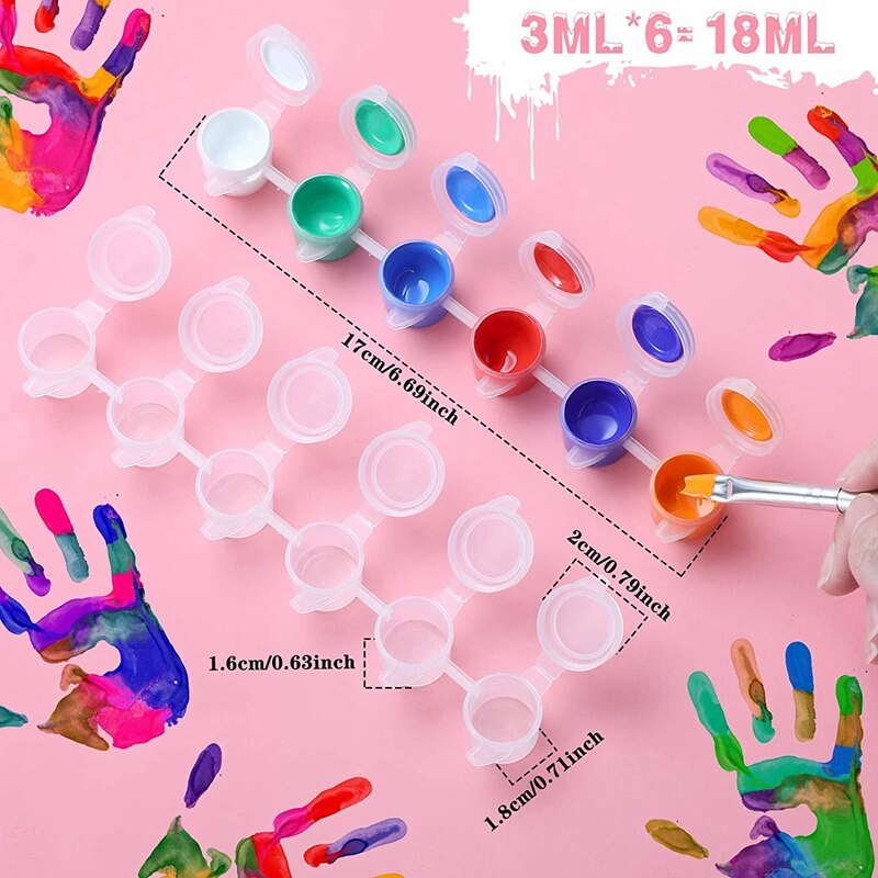 100 Strips 600 Pots Empty Paint Strips Paint Cup Clear Plastic Storage Containers Painting Craft Supplies(5 Ml/ 0.17 Oz)