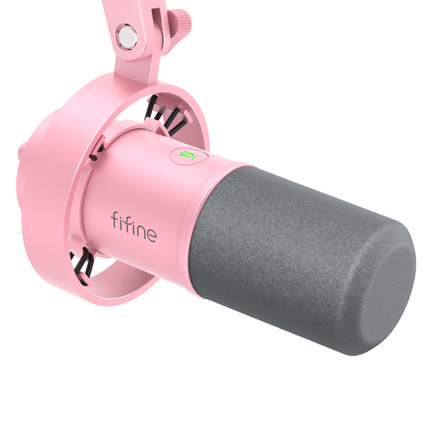 Mikrofon dynamiczny FIFINE USB/XLR z mocowaniem amortyzującym, wyciszeniem dotykowym, gniazdem słuchawkowym i regulacją głośności, do komputera lub nagrywania kart dźwiękowych -K688: Różowy