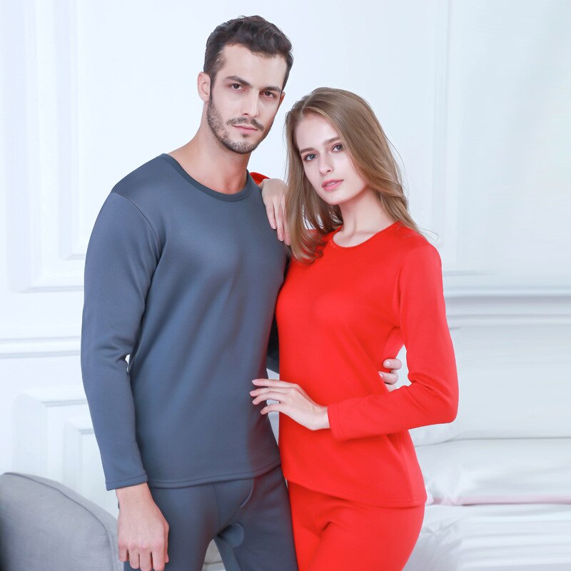 Autumn Winter Velvet Thick Thermal Underwear For Women Warm Layered Pajamas Set Cotton Thermal Male Long Johns