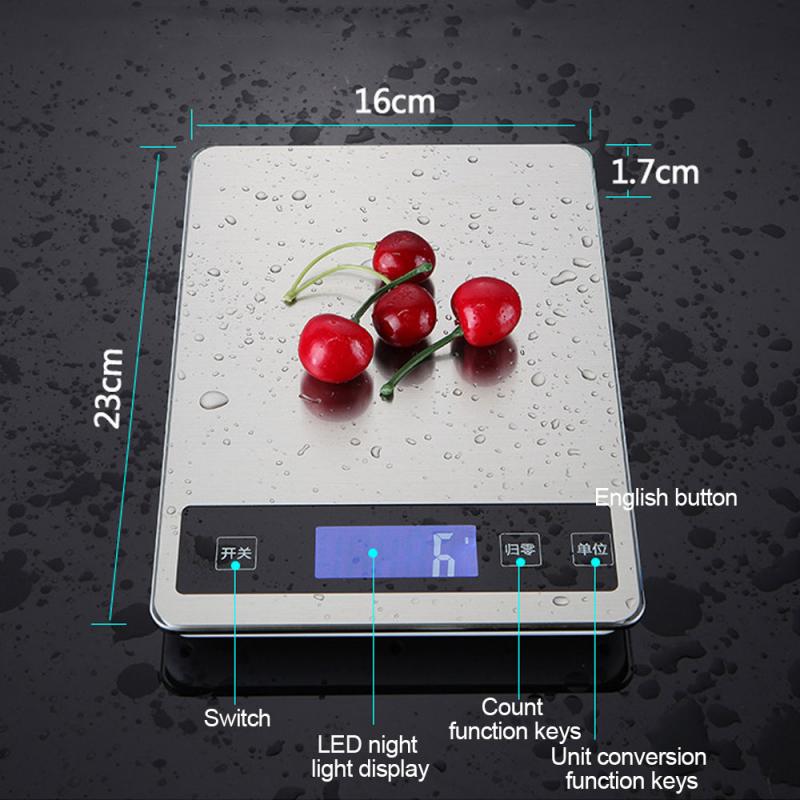Portable LCD Stainless Steel Electronic Digital Scale Kitchen Food Cooking High Precision Scale Steelyard Balance Measuring