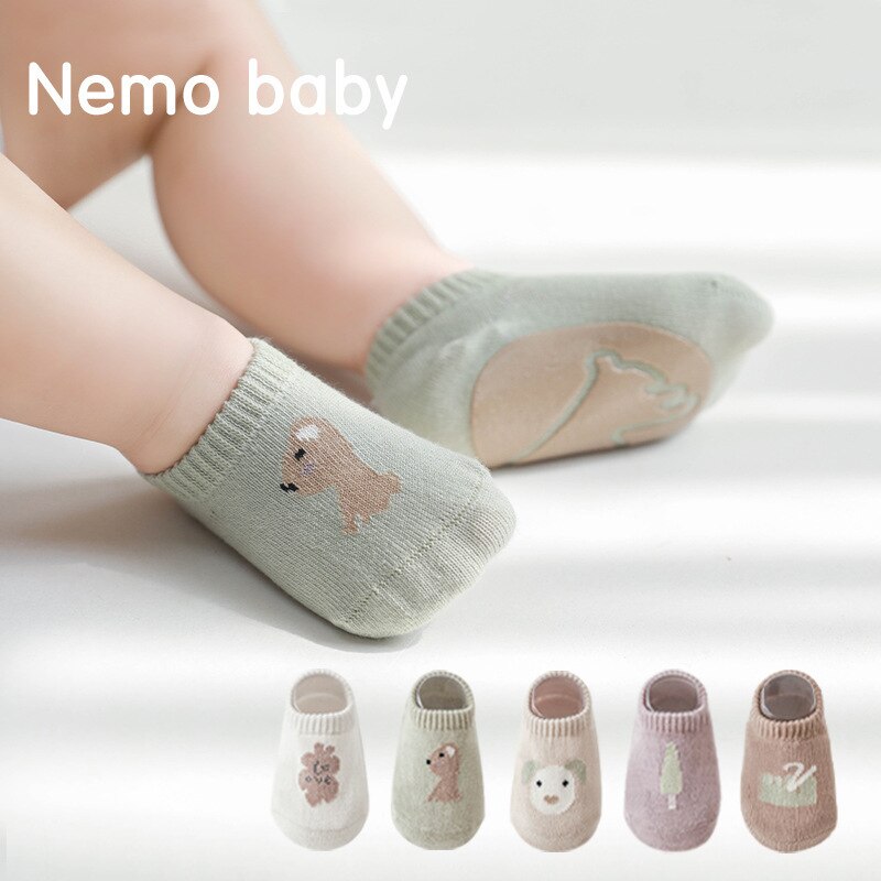 5 pares/lote 2022new 0-3years antiderrapante não skid tornozelo meias com apertos para o bebê da criança crianças meninos meninas todas as estações meias de algodão