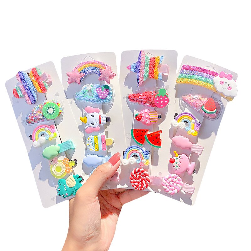 6 stuks/set meisjes schattige kleurrijke cartoon haarspelden kinderen zoete haarspeldjes haarspeldjes hoofdband kinderhaaraccessoires